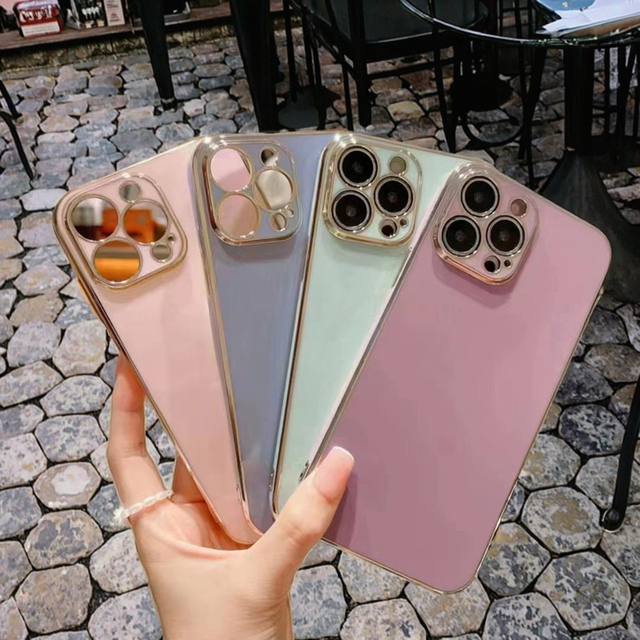 Luxury 6D Electroplating TPU Phone Cases for iPhone 16 15 14 13 12 11 XS XR 8P 7G 6G Metal Lines Design Camera Protection Covers