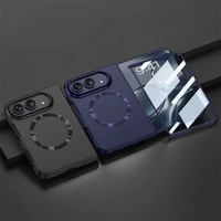 Étui Duo pour iPhone, finition mate, magnétique, pliable, avec film de protection d'écran en verre frontal, résistant aux chocs, coque rigide en PC mince