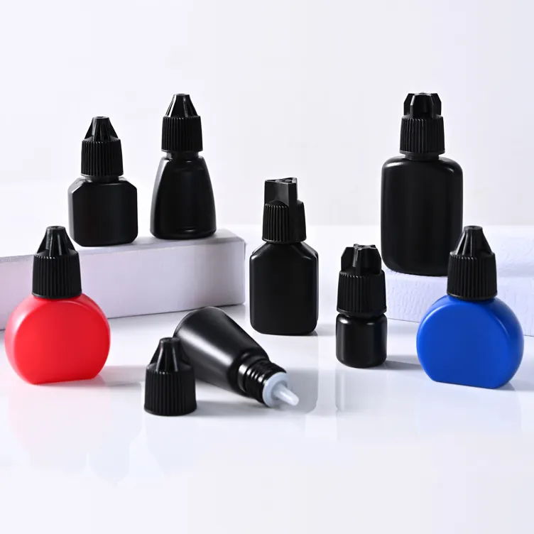 Envase de plástico para guardar cosméticos, botella de plástico HDPE de 5ml, 10ml, 15ml de pegamento vacío para pestañas