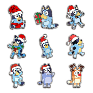 Dijes Planos de Resina con Purpurina Personalizados con Diseño de <span class=keywords><strong>Perro</strong></span> Azul de Dibujos Animados, Insignia de Resina, Cabujón Plano, Adorno de Acrílico con Purpurina y Cinta - Product Image 1