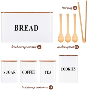 Metal <strong>Kitchen</strong> Storage <strong>Square</strong> Bread <strong>Bin</strong> and Canisters Set of 5 - Product Image 6