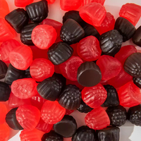 OEM China Candy Rode Zwarte Frambozen Fruit Gummy Candy Bulk Zoete Fruit Smaak Kauwgom Snoep