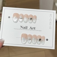 Faux ongles 3D faits main motif fleur diamant, lot de 10 pièces avec pointes longues, formes carrées, amande, stiletto et motifs papillon pour doigts