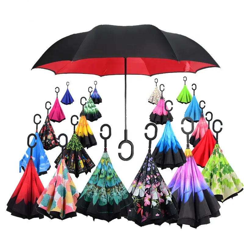 New design Wholesale solar straight sun umbrella promotional manual flower umbrella with logo reversible umbrellas for the rain