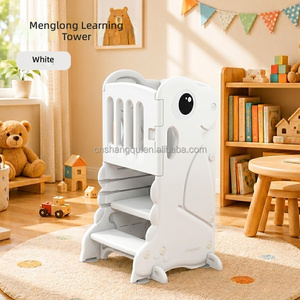 Tabouret d'apprentissage Montessori réglable en hauteur pour tout-petits, en forme de dinosaure, <span class=keywords><strong>tour</strong></span> d'aide de cuisine pour enfants avec garde-corps de sécurité intégré pour <span class=keywords><strong>la</strong></span> maison - Product Image 6