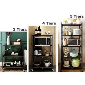 Rangement Cuisine <span class=keywords><strong>Maison</strong></span> Étagère d'organisation de cuisine pliante en métal Étagère de rangement pliable mobile avec roues - Product Image 5