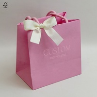 Sacs cadeaux en papier rose personnalisés pour la Saint-Valentin, sacs shopping imprimés avec message d'amour pour mariage, anniversaire, emballage