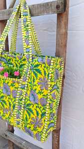 Bolso de mano acolchado de algodón con estampado a mano Rajasthani, bolso de compras, bolso de viaje, bolso de hombro para mujer - Product Image 2