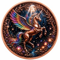Koin Tembaga Murni 999 1 oz Seri Unicorn, Relief Tinggi Berkilau 3D Warna UV, Edisi Kolektor Warna-warni
