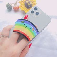 Feuille acrylique personnalisée 3d ours pierre précieuse anneau de cœur doigt vide transparent support de poignée de téléphone portable prise de support pour support