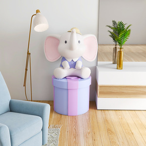 Cartoon <b>Elephant</b> Floor <b>Decoration</b> Resin Round Living Room Housewarming Gift - Product Image 4