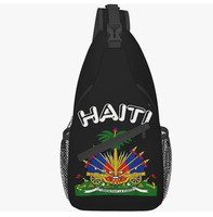Sac bandoulière de haute qualité avec drapeau d'Haïti, personnalisable avec logo, sac de poitrine, sac à dos bandoulière, sac de voyage pour poitrine, en promotion