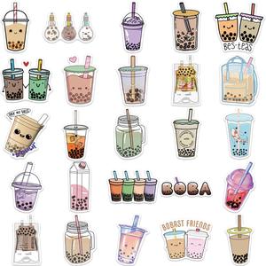 50 pièces dessin animé breloques lait thé dessin animé bulle thé boisson décalcomanies perle lait mignon Boba thé autocollant pour pour bouteille ordinateur portable - Product Image 4