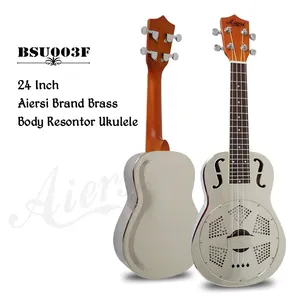 Aiersi Marca 24 Pollici Concerto F Foro Ukulele Cromato Corpo In Metallo Risonatore Ukulele per la vendita