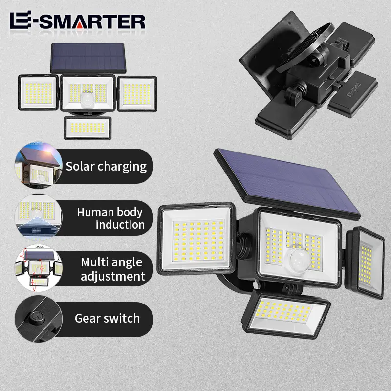 Solar High Brightness Cob Sensor Remote Control Waterproof Solar Flood Panel Solar Garden Wall Light