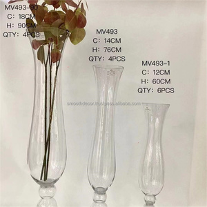 Vase à fleurs populaire lisse clair grand support de fleurs en verre pièce maîtresse de Table pour décor de mariage - Product Image 3