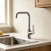 Robinet de cuisine monocommande en laiton chromé argenté Metalique 140032, à poser sur plan, avec cartouche céramique, installation facile