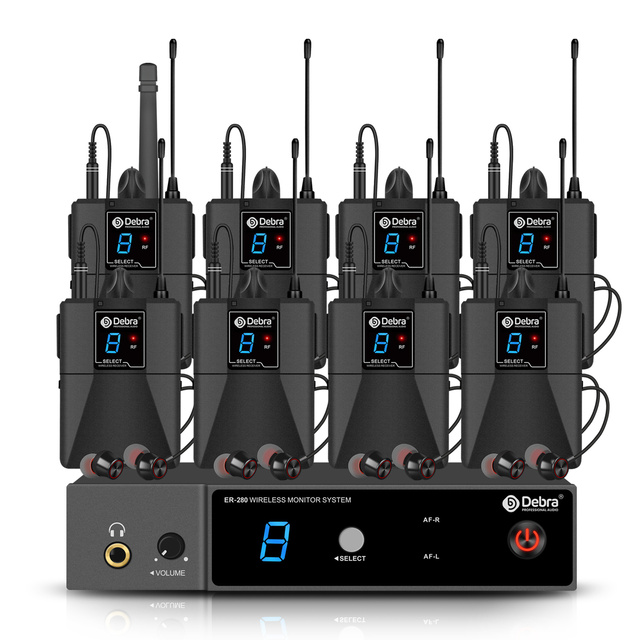 Portable 8-Channel Professional In-ear Monitor Headset Microphone System XLR Metal Noise Cancelling for Stage Singing Studio