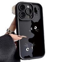 Coque pour iPhone 17 Pro Max, motif chat personnalisé de dessin animé, coque de téléphone souple anti-chute intégrale