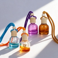 Flacon diffuseur de parfum pour voiture en verre givré jaune bleu ambre de luxe, 10 ml, avec bouchon à vis en bois