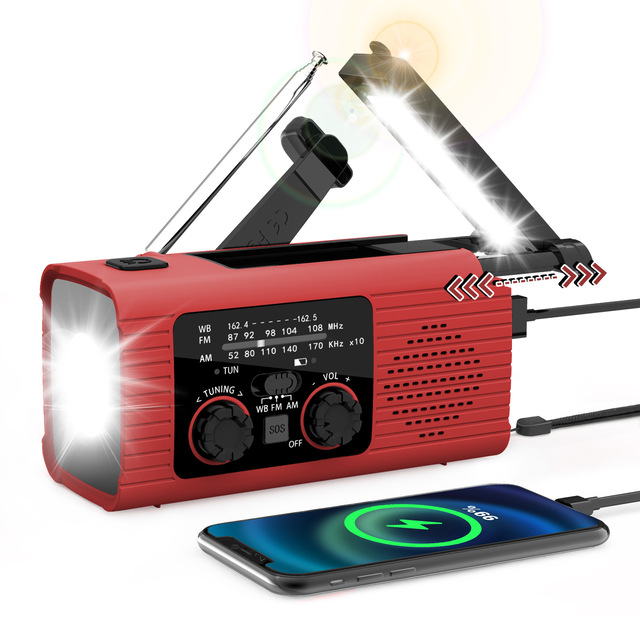 Multifunctional Waterproof Solar Power Hand-Cranked Emergency Radio Mobile Phone Charging Power Bank Flashlight Disaster