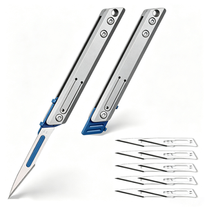 Couteau utilitaire pliable miniature en alliage de titane avec lame remplaçable # Cutter à lame en acier au carbone 11 en 1 pour déballer les colis - Product Image 1