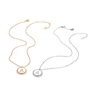 Collana con Ciondolo a Forma di Lettera A con Diamante, Catena da 2 Cm, Gioielli alla Moda in Acciaio Ref45586 - Product Image 1