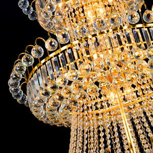 Lámpara de Araña Moderna de <span class=keywords><strong>Cristal</strong></span> de Lujo para Vestíbulo de Hotel, Sala de Estar, Foyer, Diseño Personalizado <span class=keywords><strong>en</strong></span> Dorado para Bodas - Product Image 3