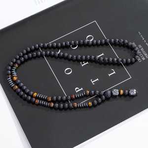 สร้อยคอจี้<span class=keywords><strong>พระ</strong></span>พุทธรูปทำมือจากหินภูเขาไฟ พร้อมใบรับรอง CE  ประดับด้วยเฮมาไทต์ สำหรับผู้ชาย ของขวัญวันพ่อ วันวาเลนไทน์ - Product Image 3