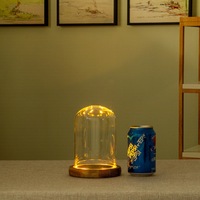 Cloche en verre transparente éclairée avec base LED et couvercle anti-poussière pour figurine d'action anime, vitrine de chambre artisanale