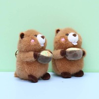 En gros, Mini porte-clés pendentif marmotte en peluche mignonne, personnalisable, jouet en peluche rembourré en coton PP, pour cadeau