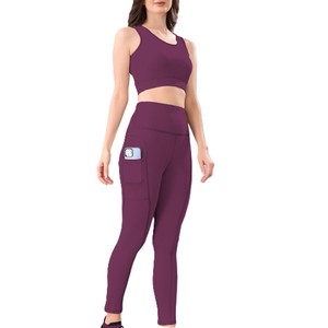 New Latest Design Solid Front Customized Logo Yoga <b>Set</b> for Women Plus Size Different Colors Wholesale Price Custom Made Yoga <b>Set</b> - Product Image 4