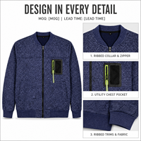 Blouson Bomber Homme Personnalisé avec Logo Brodé, Coupe Décontractée, Style Universitaire avec Poche Utilitaire, Manteau d'Automne pour l'Extérieur et le Streetwear – Direct Usine