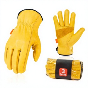 Patch Palm Reinforced Cowhide Grain Leather <b>Driver</b> Work <b>Gloves</b> Soft & Comfortable Heat Resistant Household Gardening <b>Gloves</b> - Product Image 1