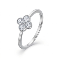 QX personnalisé OEM bijoux fins de luxe pour femmes plaqué or rose 18 carats 925 argent sterling trèfle à quatre feuilles fleur bague en zircon cubique