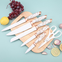 7 pièces ensemble de couteaux de cuisine multifonctionnel en acier inoxydable avec porte-couteau couteaux à fruits pour couper ensemble blanc