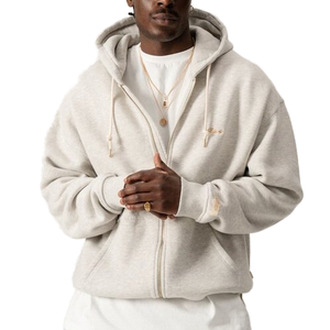 Sudaderas con Capucha y Cierre de Cremallera Unisex de Diseño Minimalista para Invierno, Poliéster/Algodón, Color Sólido, Logotipo Personalizado, Manga Regular - Product Image 1