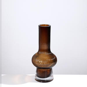 Jarrón de Vidrio Moderno Nórdico con Rayas, Decoración Interior de Lujo Ligero para Arreglos Florales en Bodas, Hogar o Sala de Estar - Product Image 6