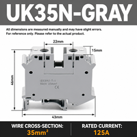 Bloc de jonction traversant pour rail DIN UK 25-35N, en cuivre pur nickelé, à vis, 25-35mm, 100-125A, connecteur de câblage électrique