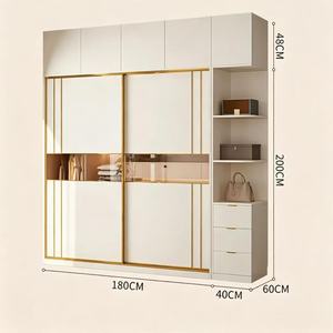 Dressing de luxe avec portes vitrées, système de rangement moderne en bois foncé avec éclairage LED intégré, armoire modulaire - Product Image 3