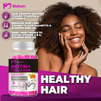 Gummies de biotine et collagène OEM 10000mcg avec huile de graines de citrouille, extrait de palmier nain et vitamines A, B6, C, D, E pour les cheveux, la peau et les ongles