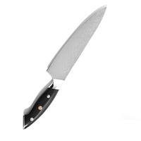 Couteau de cuisine professionnel OEM 7,5'' en acier inoxydable Damas VG10 avec manche en ébène noir, aiguisé, idéal pour cadeau, livré en coffret cadeau