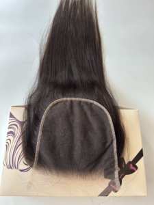 Bán buôn 100% Remy chất lượng tốt nhất Trinh Nữ tóc 6x6 HD ren đóng cửa 18-inch thẳng phong cách màu nâu sẫm màu 2 lưới tích hợp - Product Image 2