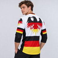 Maillot de vélo de montagne inspiré de l'Allemagne pour hommes, avec motif d'aigle, manches trois quarts, respirant, pour la pratique du VTT