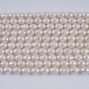 Perles d'eau douce naturelles en forme de riz de 8-9 mm en gros, accessoires pour collier DIY - Product Image 2