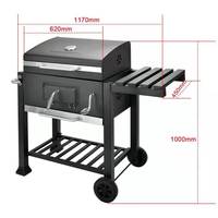 Bambou EN1860 — Barbecue en charbon de bois craquela, carré de grande taille, BBQ Somker robuste pour l'extérieur