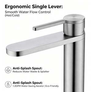 <strong>Best</strong> <strong>Quality</strong> SUS316 Stainless Steel Faucet Sink Mixer <strong>Tap</strong> Brushed Nickel Modern Design Single Hole for Gym Hot Cold Wash Basin - Product Image 4