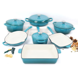 Ensemble de casseroles en <span class=keywords><strong>fonte</strong></span> entièrement métalliques, couleur classique, émaillées, pour la friture, la cuisson, laitier, pour la maison, l'hôtel, la restauration - Product Image 1