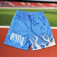 Shorts en maille pour hommes 2025 OEM, imprimés sérigraphiés, avec poches, taille élastique, taille haute, séchage rapide, respirants, Spandex/Polyester 5