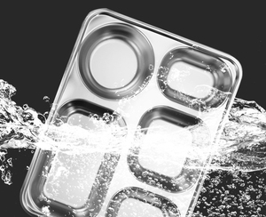 Plateau repas divisé en acier inoxydable, écologique, 5 sections, empilable, avec couvercle facile à nettoyer, pour étudiants et adultes - Product Image 3